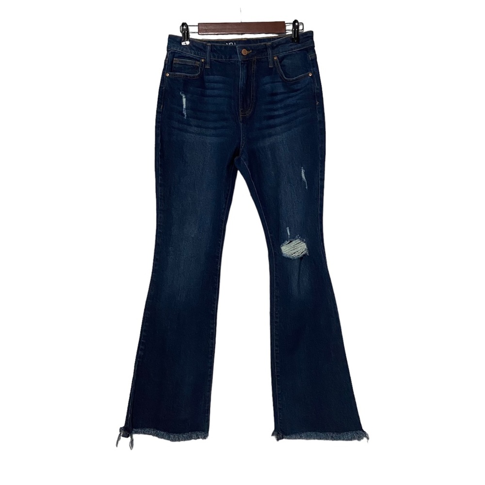 NoBo Hi Waisted Flare Distressed Jeans Blue - Picture 13 of 15
